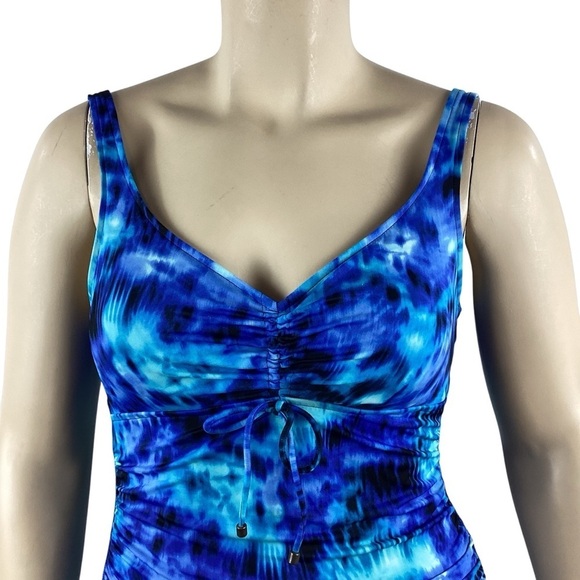 Aqua Green Blue Tie-Dye One-Piece Swimsuit Size Large - Picture 2 of 7